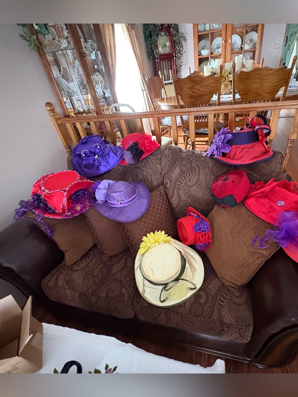 Women’s Decorative Red and Purple Church Hats - Elegant Occasion Headwear